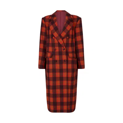 Lily And Lionel Women's Tamara Double Breasted Check Print Coat In Red In Red