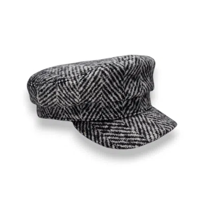 Mister Miller - Master Hatter Women's Black / Grey Skipper's Salt Sailor Hat In Herringbone Virgin Wool In Multi