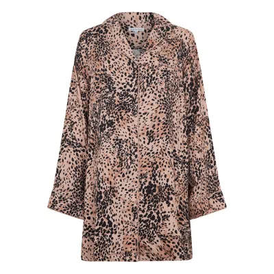 Lily And Lionel Women's Simone Long Sleeve Animal Print Nightshirt In Brown In Multi