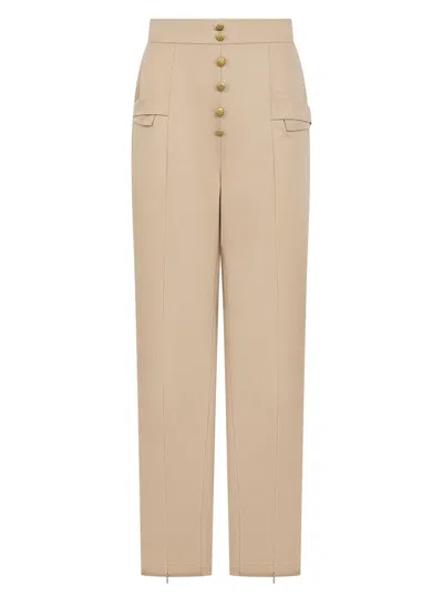 K-win London Women's Neutrals Elegant High-waist Wide-leg Trousers With Adjustable Slits