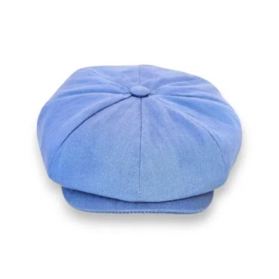 Mister Miller - Master Hatter Men's Theo's Rally Powder Blue Waterproof Newsboy Cap In Blue