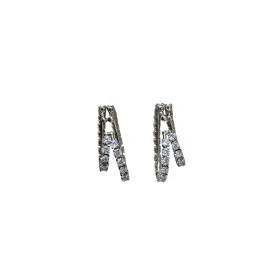 Iskra Women's Silver Double Crystal Ear Cuffs In Silver