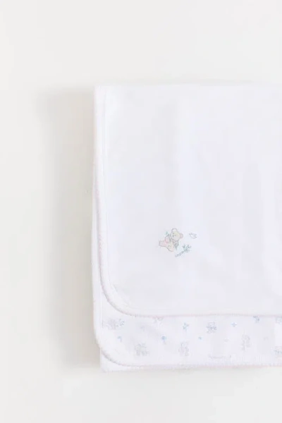 Babycottons Little Panda Receiving Blanket In White