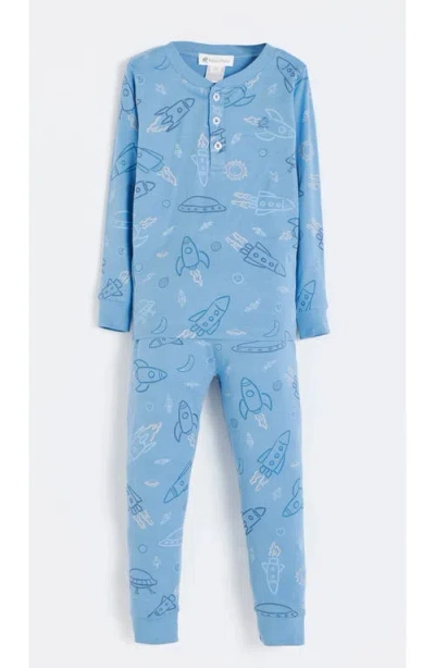 Babycottons Skyward Snug Long Pajamas For Little Kid & Big Kid In Blue