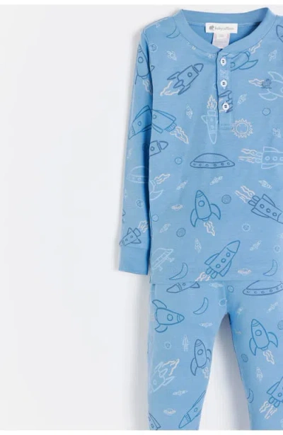 Babycottons Skyward Snug Long Pajamas For Little Kid & Big Kid In Blue