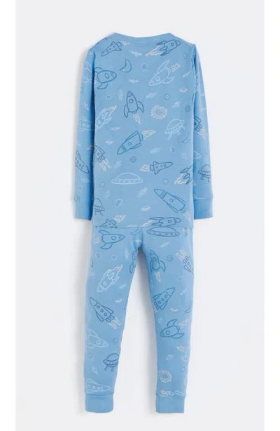 Babycottons Skyward Snug Long Pajamas For Little Kid & Big Kid In Blue