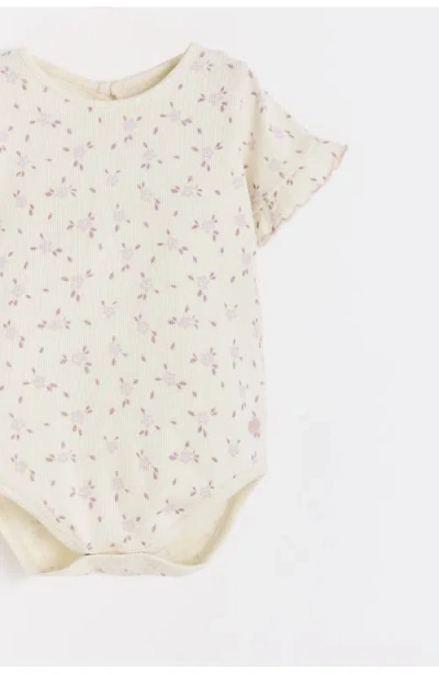 Babycottons Peony Printed Bodysuit For Infant In Neutral