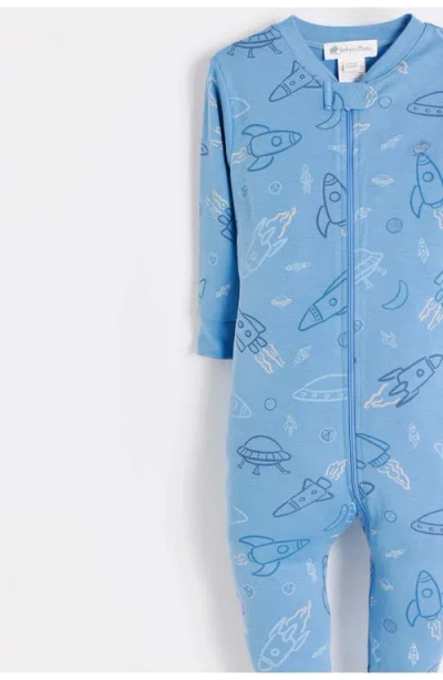 Babycottons Skyward Snug Zip Footed Pajama For Infant In Blue