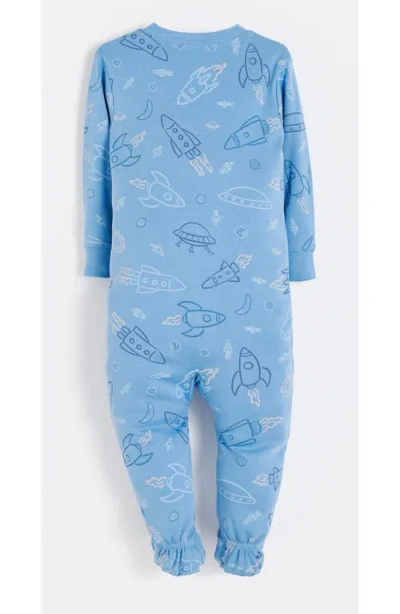 Babycottons Skyward Snug Zip Footed Pajama For Infant In Blue
