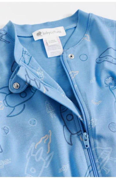 Babycottons Skyward Snug Zip Footed Pajama For Infant In Blue