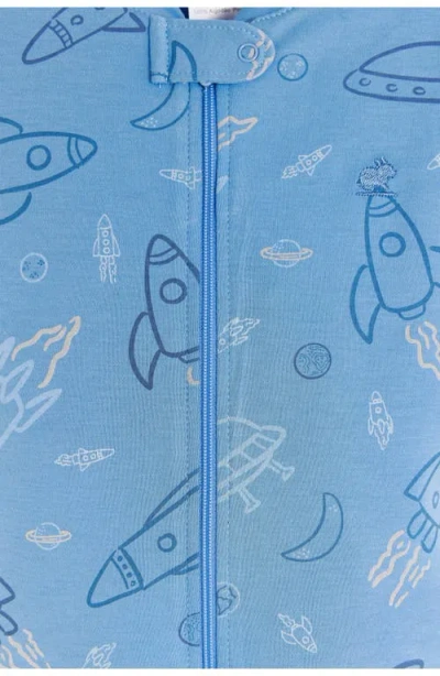 Babycottons Skyward Snug Zip Footed Pajama For Infant In Blue