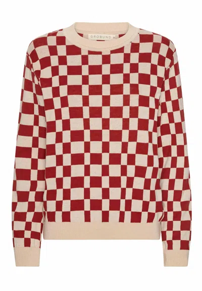 Grobund Women's Red  Frida Knitted Blouse - The One With The Tintin Pattern In Red