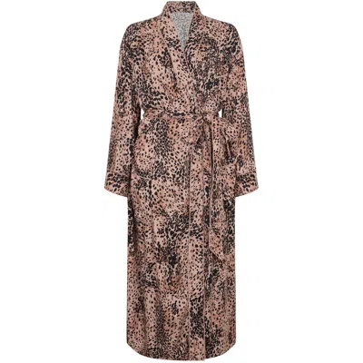 Lily And Lionel Women's Corina Kimono Style Animal Print Robe In Brown In Brown