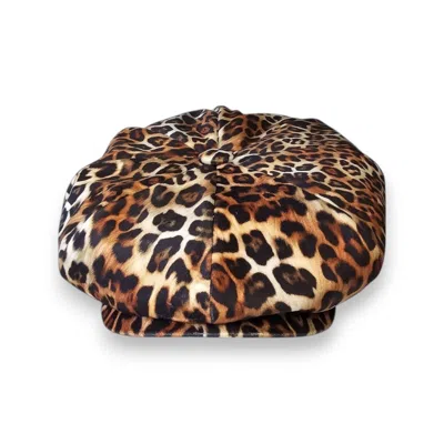 Mister Miller - Master Hatter Women's Neutrals / Brown Leigh Francis X Mister Miller Oversized Bakerboy Cap In Leopard Print In Brown