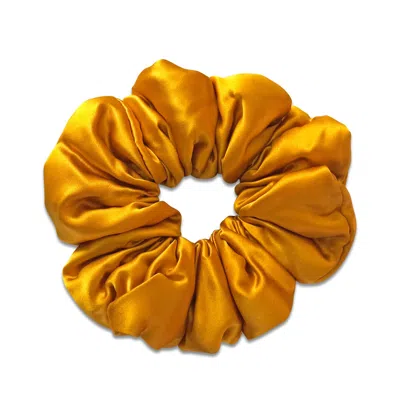 Rakhsh Rakhshi Women's Gold / Orange Oversized Honey Harvest Silk Plush Scrunchie In Golden Marigold In Multi