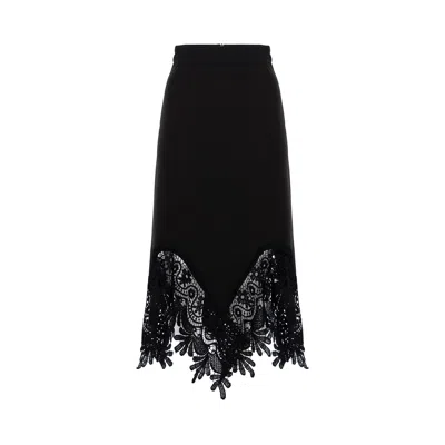 Concept A Trois Women's Black Skirt With Lace Details In Black