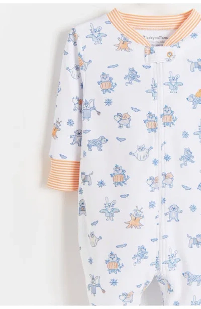 Babycottons Halloween Zip Footed Pajama For Infant In Blue