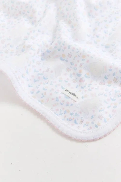 Babycottons Caramel Receiving Blanket In White