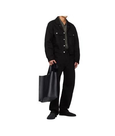 Studio Nicholson Navy Doublet Type 2 Leather Tote In Black