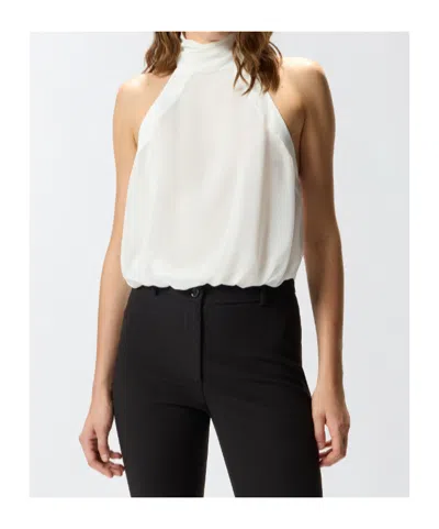 Pinko Halterneck Top With Rear Opening In White