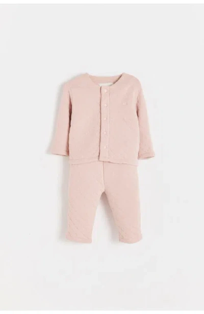 Babycottons Mat 0 Cardigan And Pants Set  For Infant In Pink