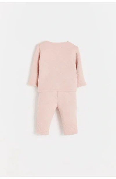 Babycottons Mat 0 Cardigan And Pants Set  For Infant In Pink