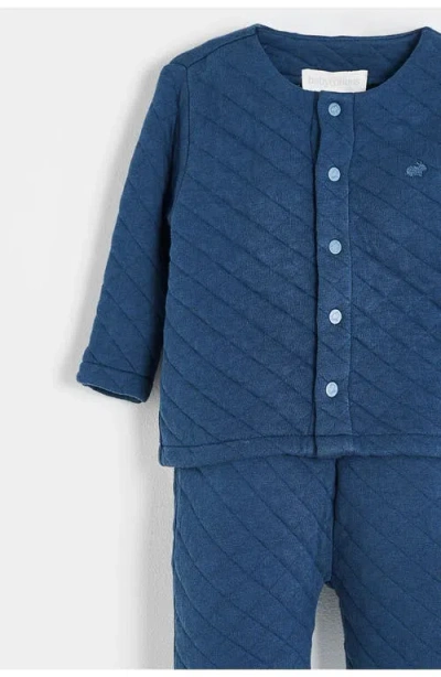 Babycottons Mat 0 Cardigan And Pants Set  For Infant In Blue