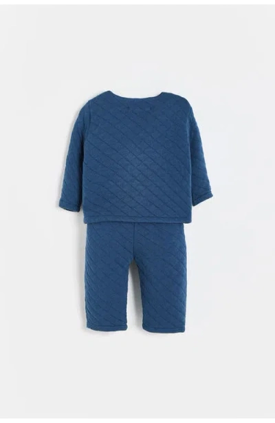 Babycottons Mat 0 Cardigan And Pants Set  For Infant In Blue