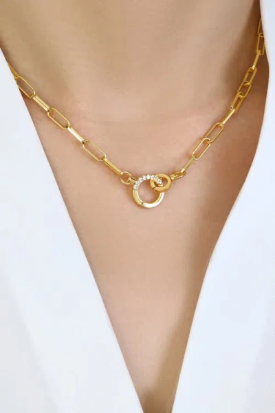 Mint & Lily Pave Mint Paperclip Necklace In Gold