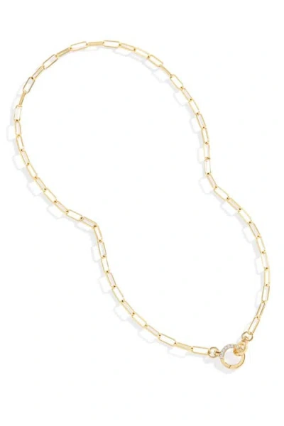 Mint & Lily Pave Mint Paperclip Necklace In Gold