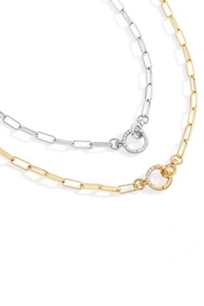 Mint & Lily Pave Mint Paperclip Necklace In Gold