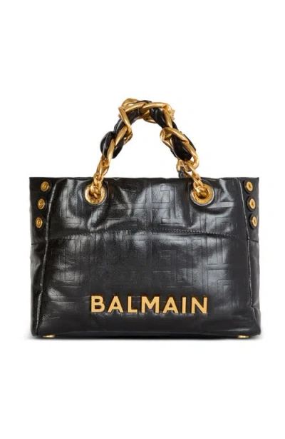 Balmain Small 1945 Soft Tote Bag In Black