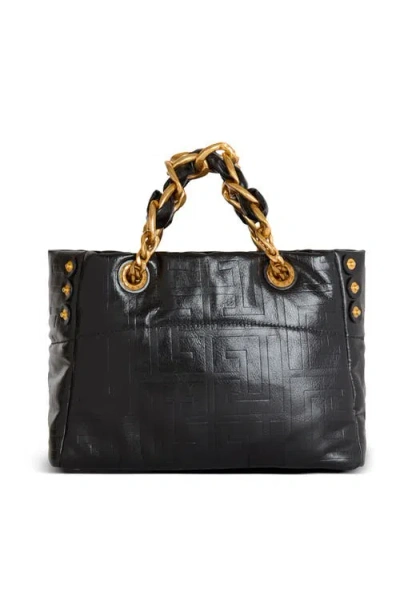 Balmain Small 1945 Soft Tote Bag In Black