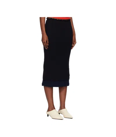 Jil Sander Lightweight Wool Layered Midi Skirt In Black