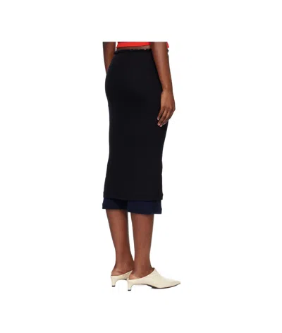 Jil Sander Lightweight Wool Layered Midi Skirt In Black