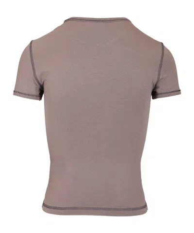Diesel Slim T-shirt With Heart Print And Studs In Gray