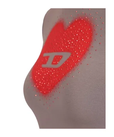 Diesel Slim T-shirt With Heart Print And Studs In Gray