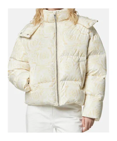Versace Detachable Hood Down Jacket In Multi