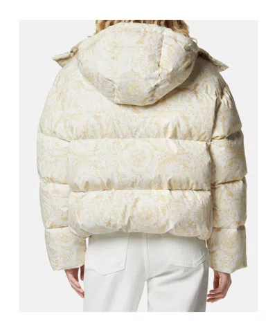 Versace Detachable Hood Down Jacket In Multi