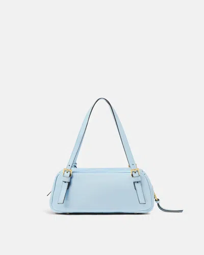 Versace Logo-lettering Zipped Shoulder Bag In Blue
