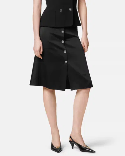 Versace High-waist Satin Skirt In Black