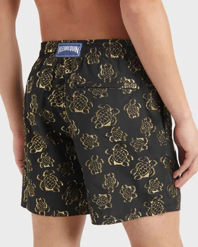 Vilebrequin Turtle Embroidered Moopea Swim Shorts In Black
