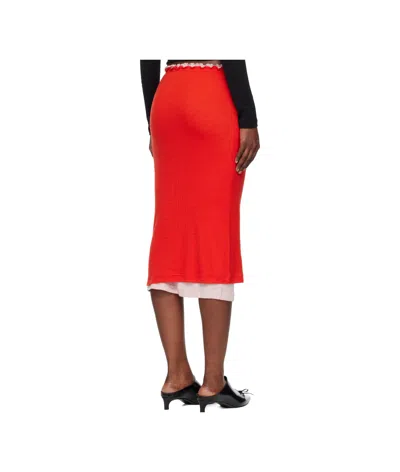 Jil Sander Lightweight Wool Layered Midi Skirt In Red