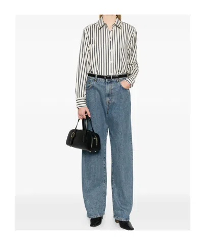 Anine Bing Striped Pocket Shirt In Neutral