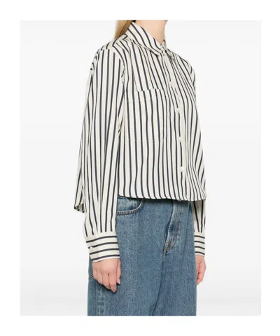Anine Bing Striped Pocket Shirt In Neutral
