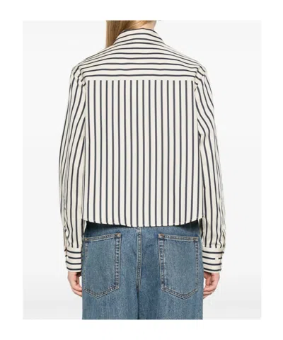 Anine Bing Striped Pocket Shirt In Neutral