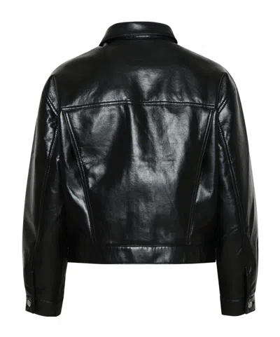 Agolde Charli Black Leather Blend Jacket In Black