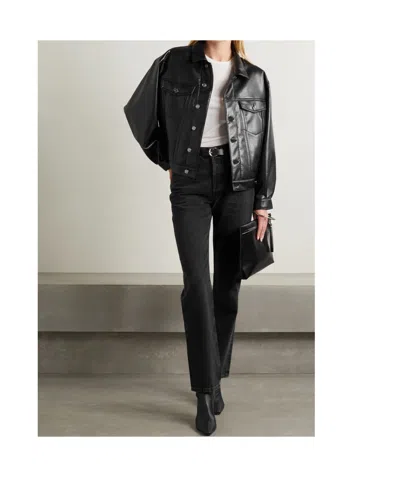 Agolde Charli Black Leather Blend Jacket In Black