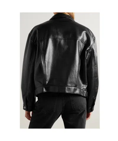 Agolde Charli Black Leather Blend Jacket In Black
