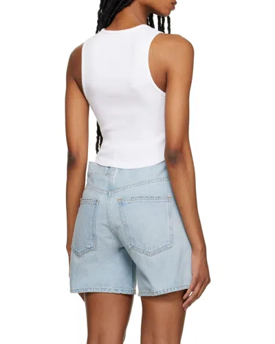 Agolde Nova Ribbed Stretch Blend Short Tank Vest In White